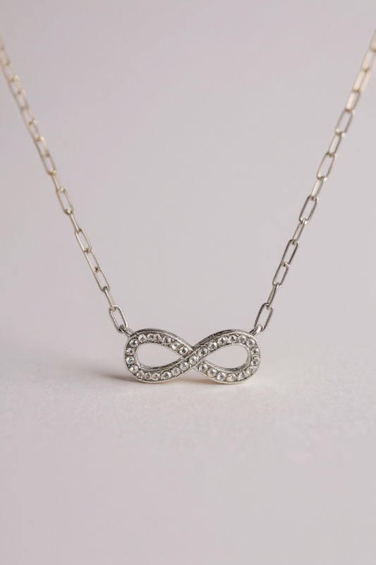 Infinity Silver Necklace With Zirconia