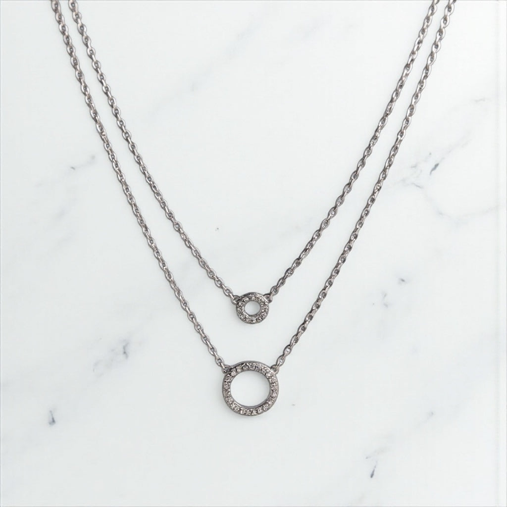 Silver Double Circle Necklace
