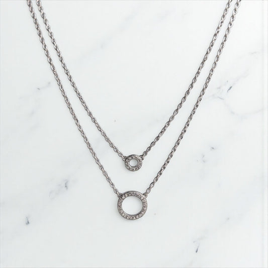 Silver Double Circle Necklace