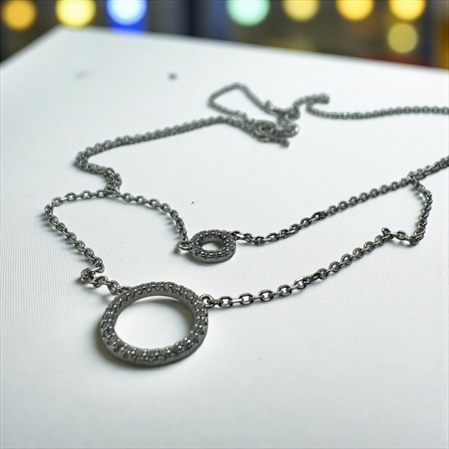 Silver Double Circle Necklace