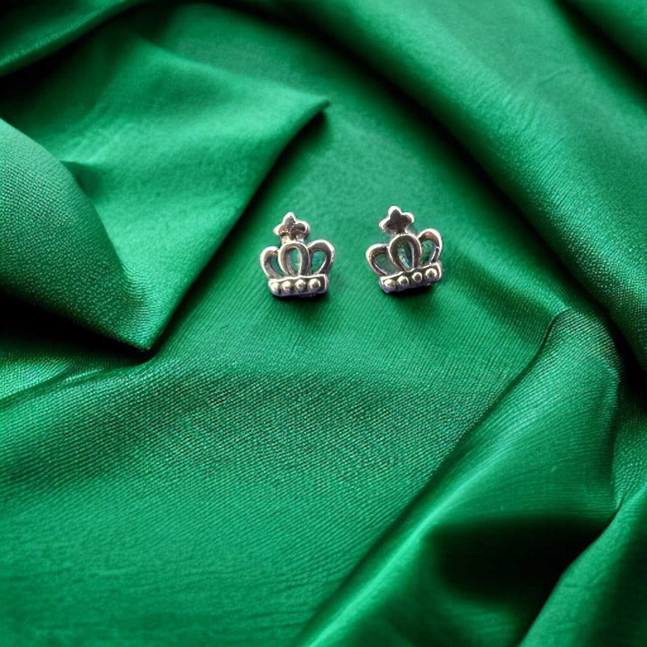 Mini Silver Crown Earrings