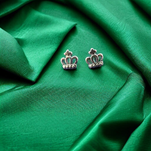 Mini Silver Crown Earrings