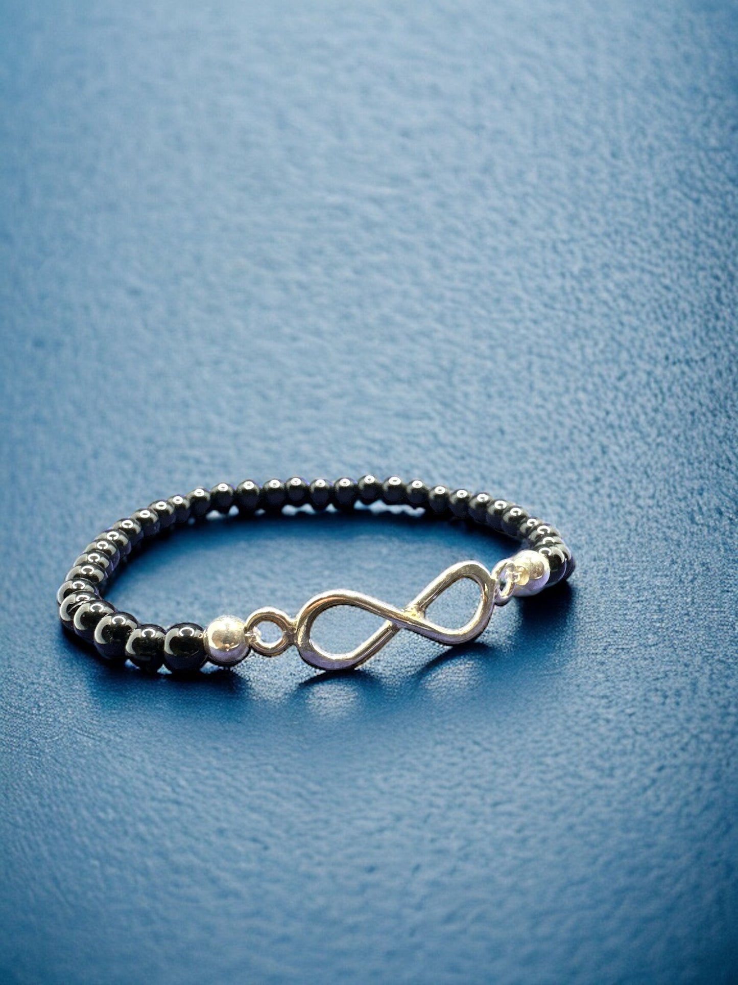 Onyx Bracelet with Silver Infinity