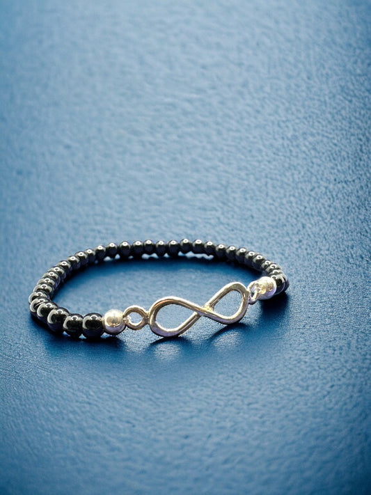 Onyx Bracelet with Silver Infinity