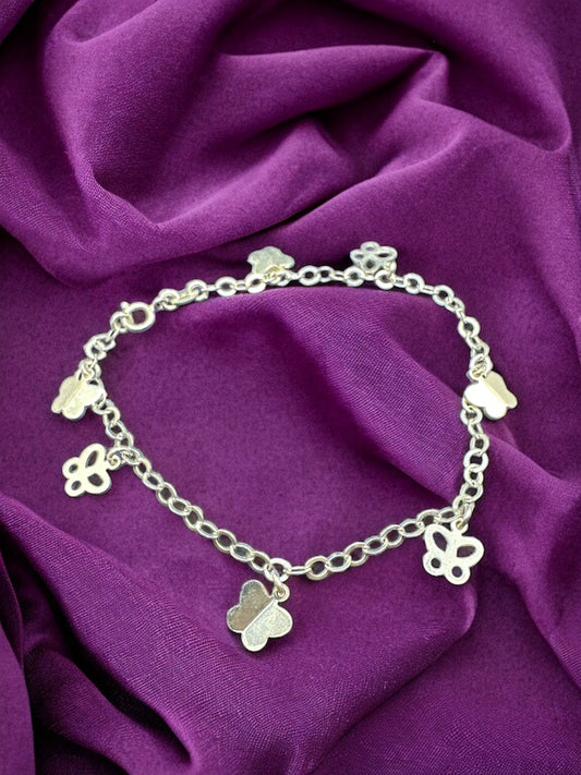 Silver bracelet with butterfly charms