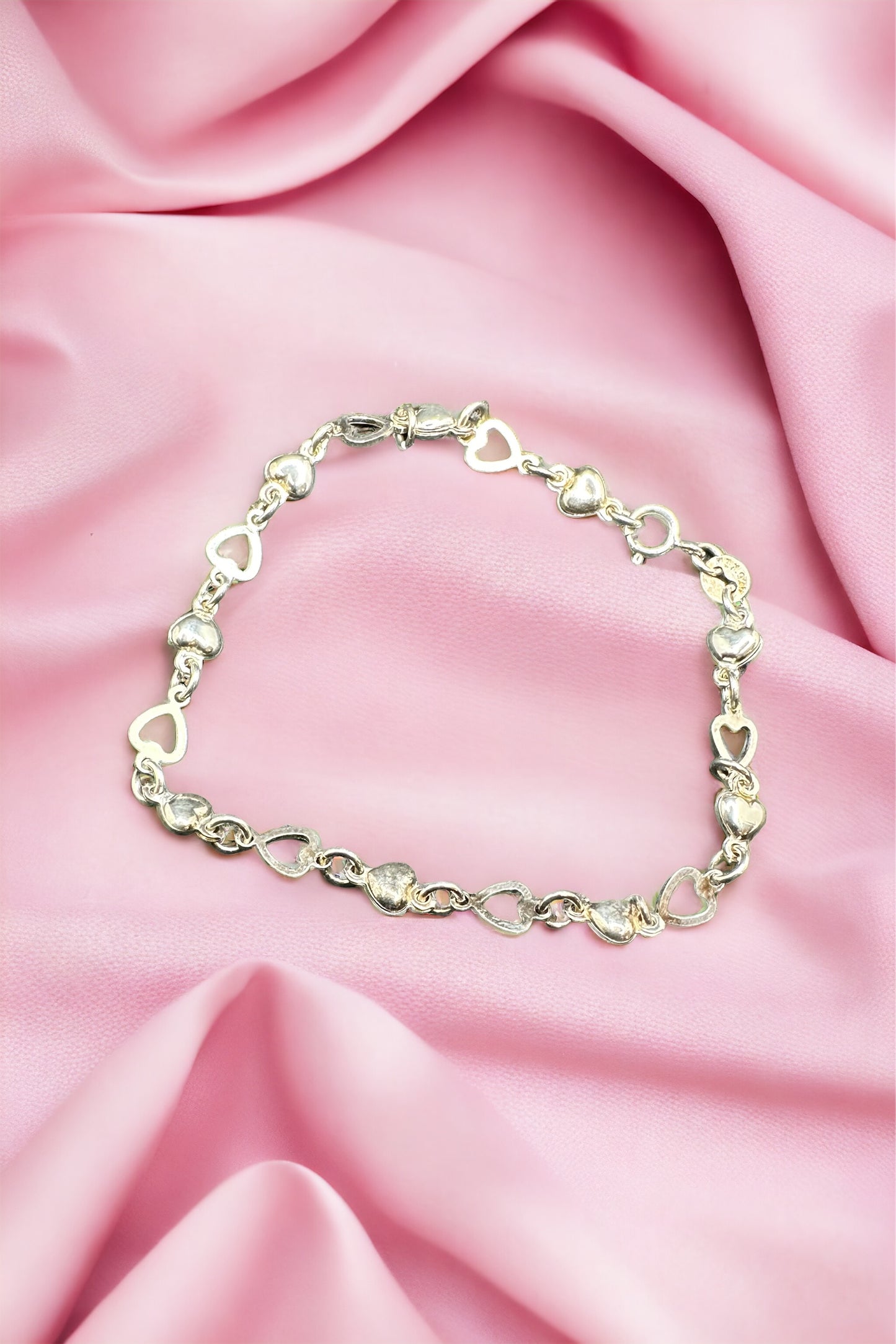 Silver Double Hearts Bracelet