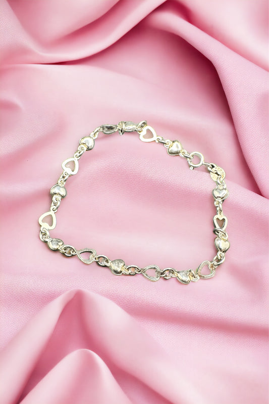 Silver Double Hearts Bracelet