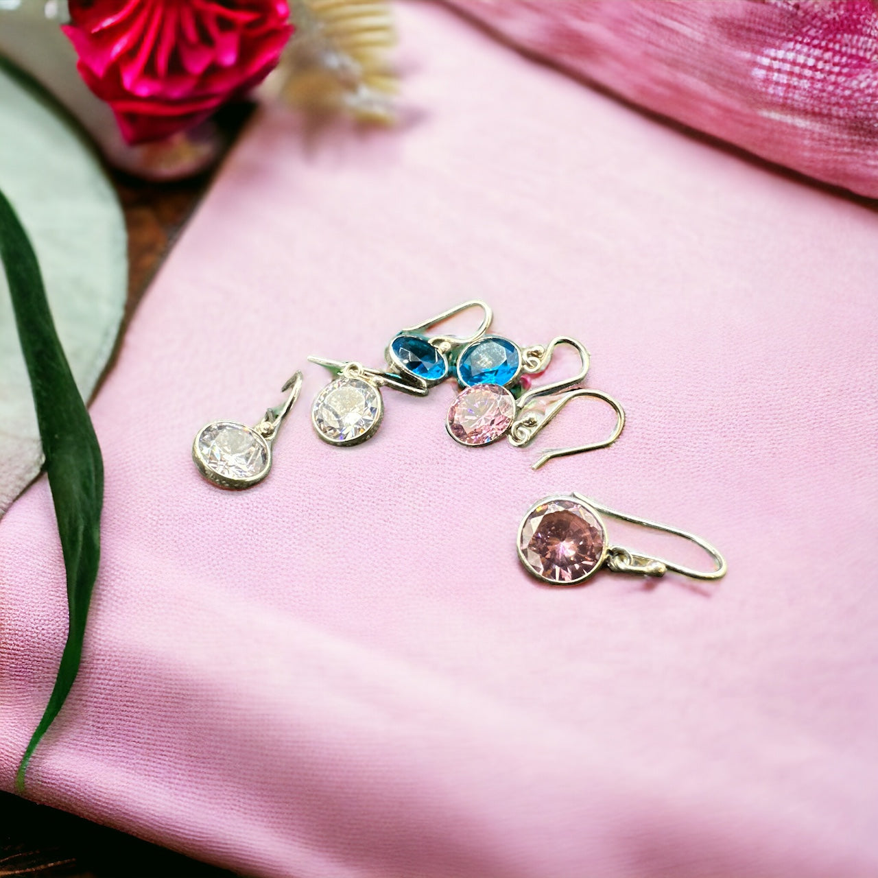 Diamond Cut Zirconia Silver Earrings