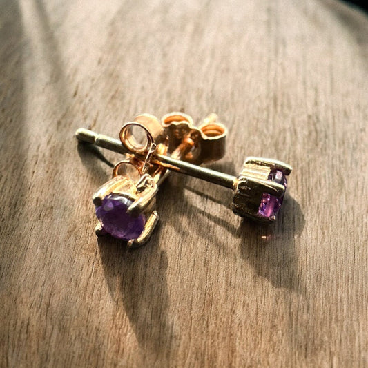 Purple Swarovski Crystal Pink Studs
