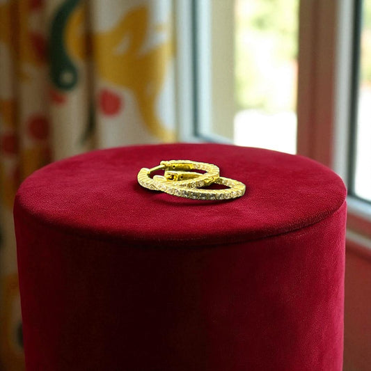 Golden Textured Silver Hoops