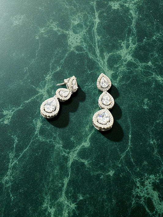 Silver Teardrop Swarovski Earrings