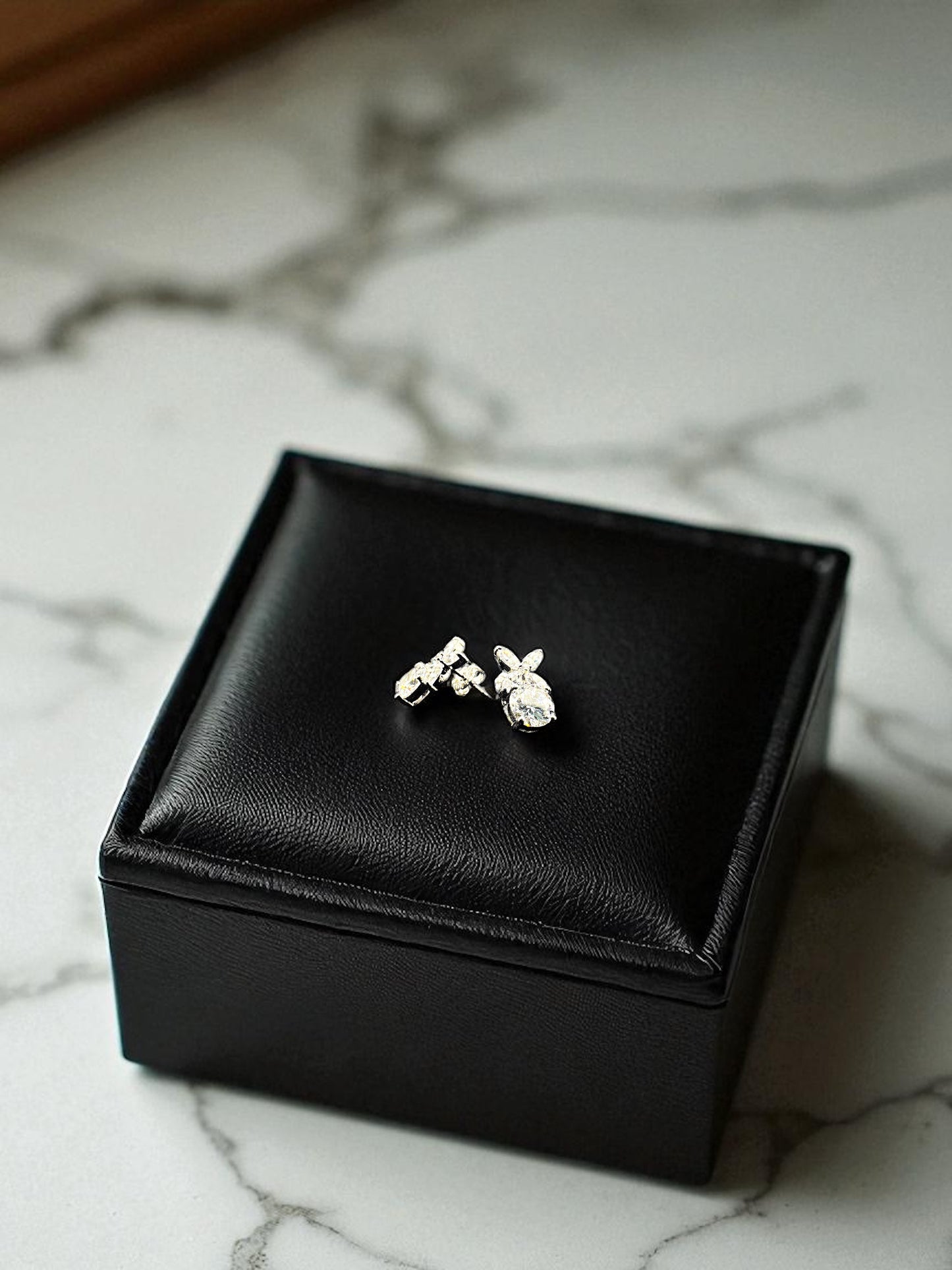 Silver Floral Stud Earrings with Swarovski Crystals