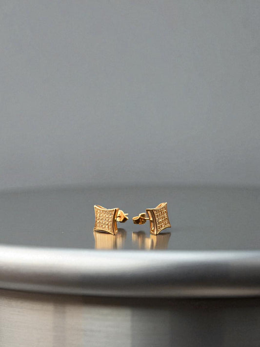 Rosé Gold Square Stud Earrings with Swarovski Crystals