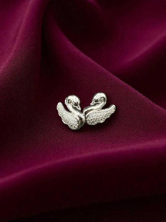 Silver Swan Earrings with Swarovski Crystals
