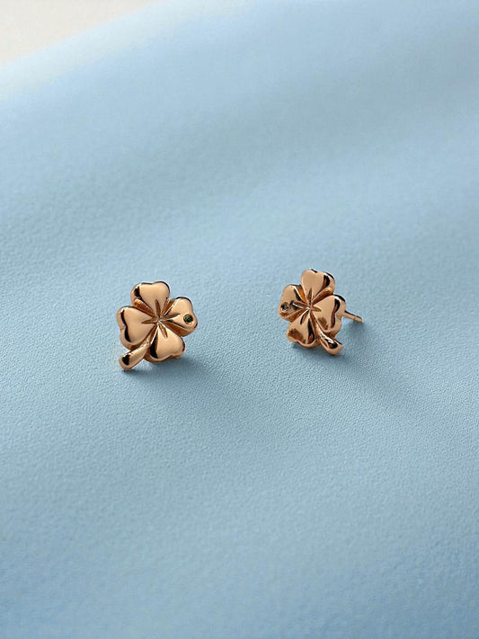 Rose Gold Clover Stud Earrings
