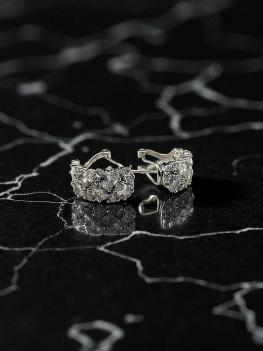 Silver Hoop Earrings with Swarovski Crystals