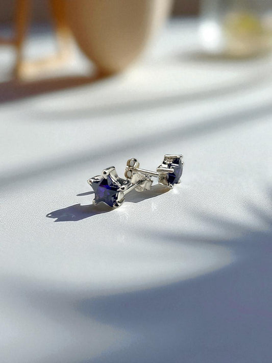 Blue Star Silver Earrings