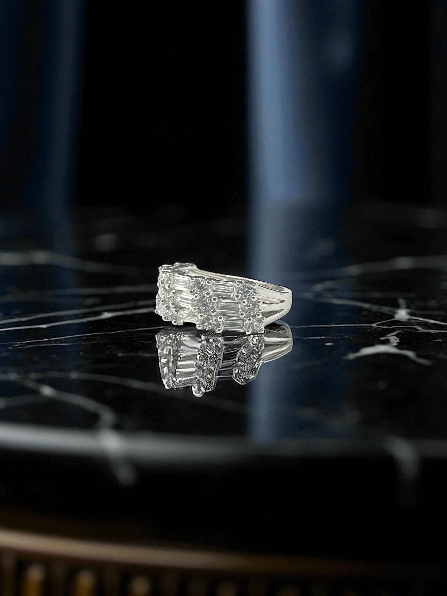 Silver Statement Ring with Crystals