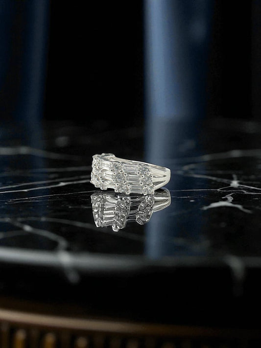 Silver Statement Ring with Crystals