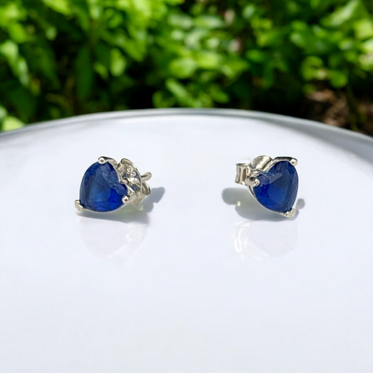 Blue Heart Stud Earrings