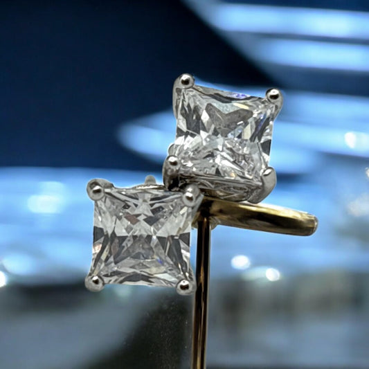 Princess-Cut Stud Earrings