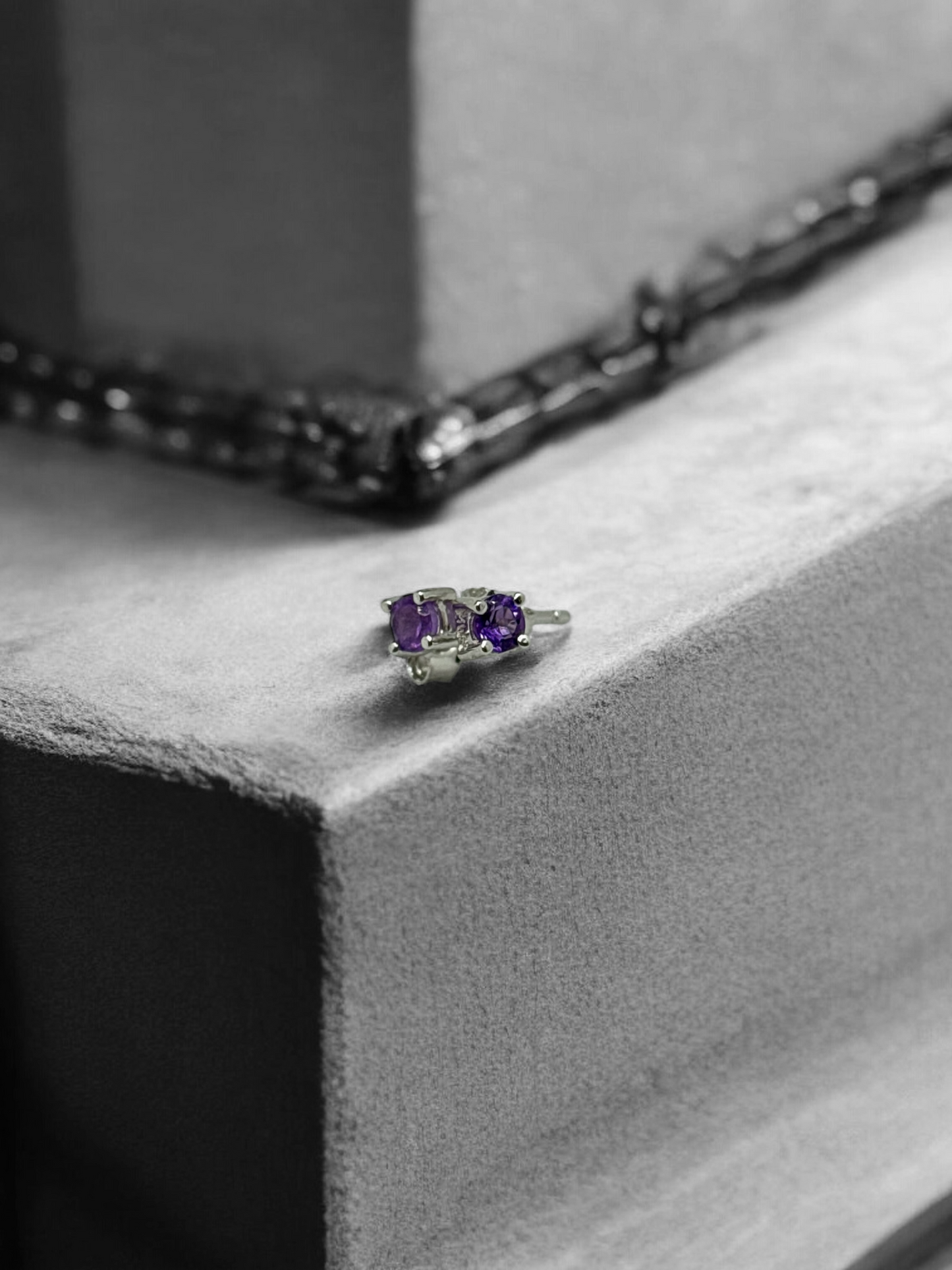 Purple Gemstone Stud Earrings