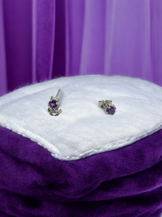 Purple Gemstone Stud Earrings