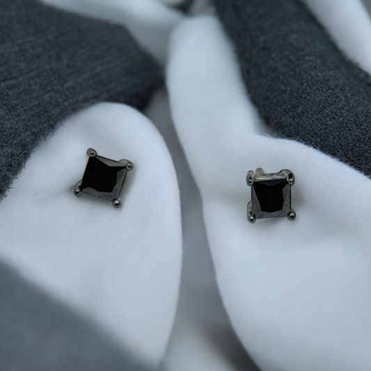 Black Square Stud Earrings