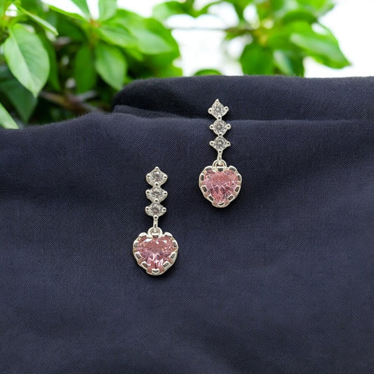 Pink Heart Drop Earrings