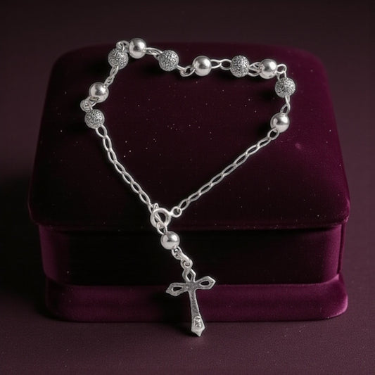Silver Rosary Bracelet