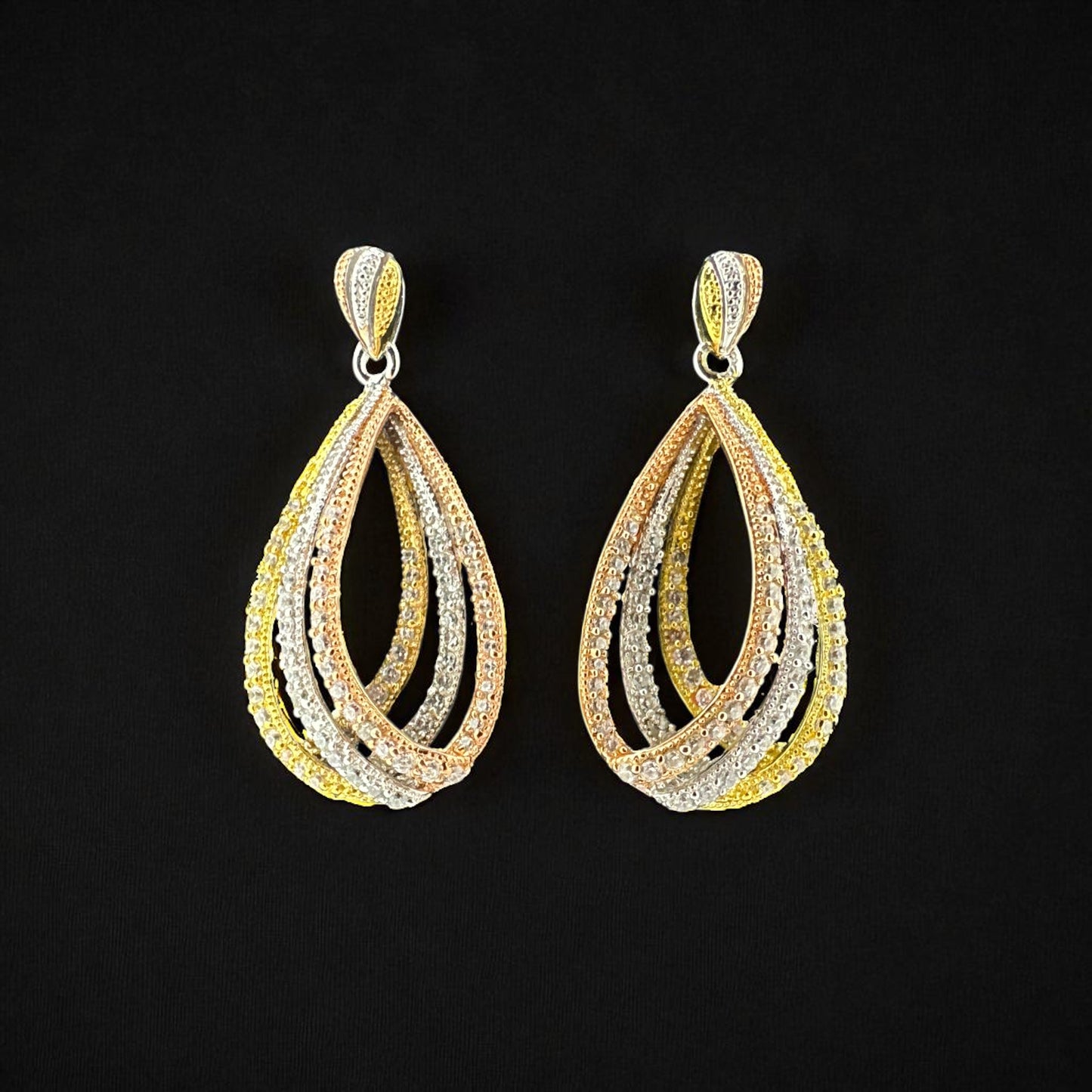 Tri-Color Teardrop Earrings