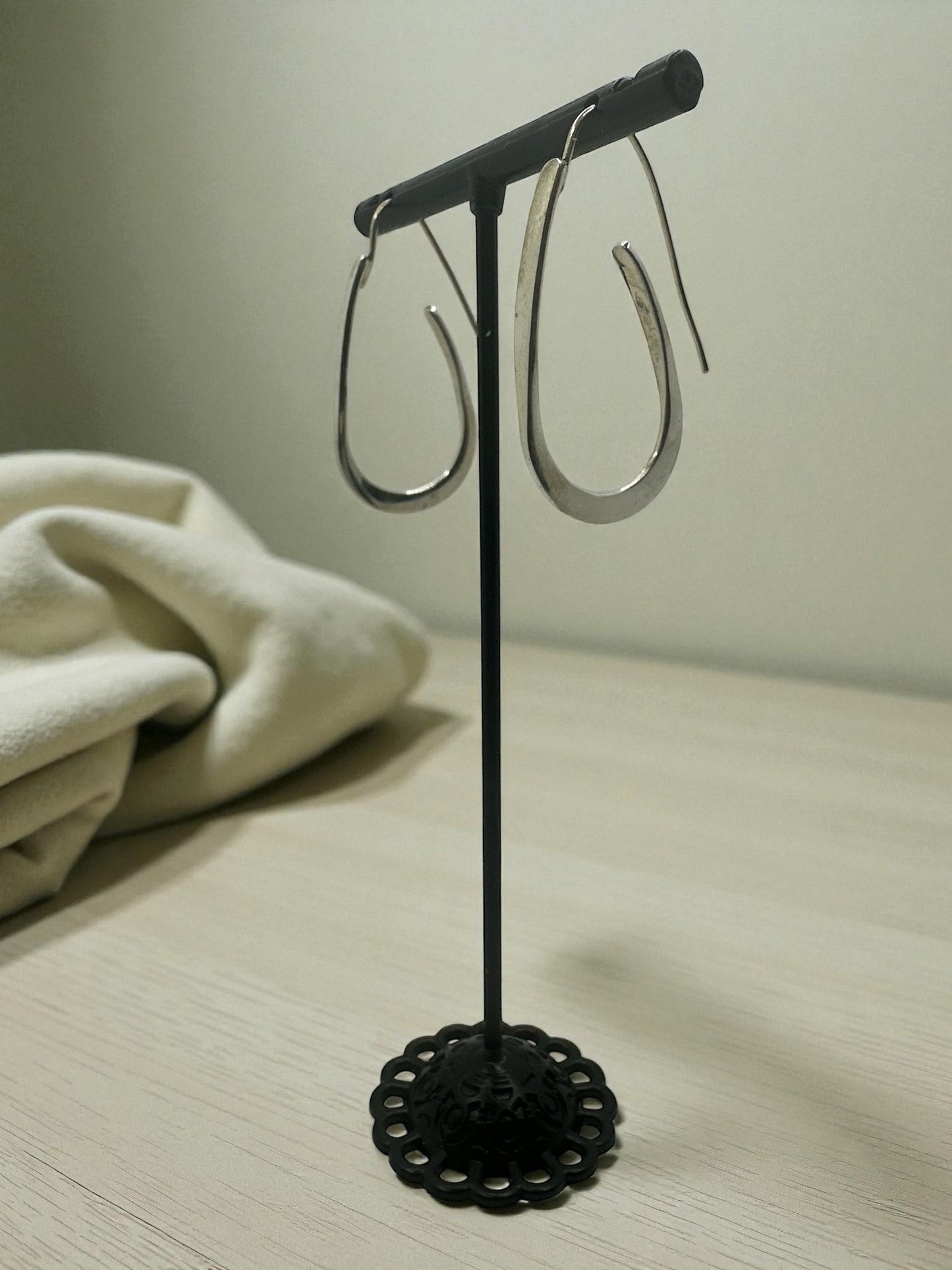 Modern Teardrop Silver Earrings