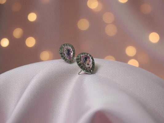 Pink Teardrop Halo Earrings