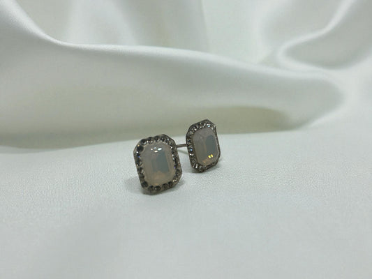 Gray Gem Stud Earrings