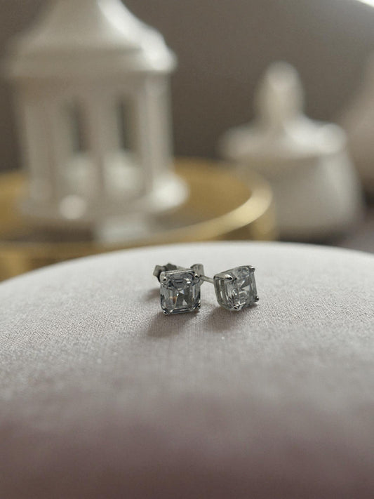 Square-Cut Crystal Stud Earrings