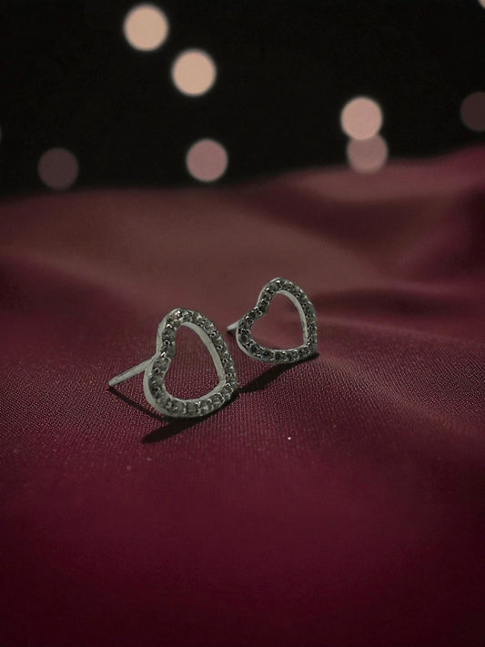 Silver Heart Earrings with Zirconia