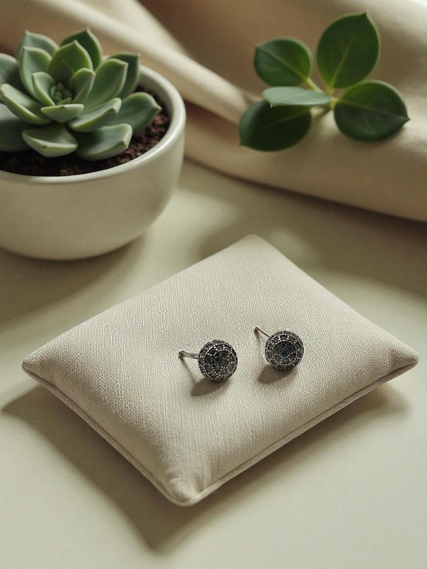 Black Pavé Circle Earrings