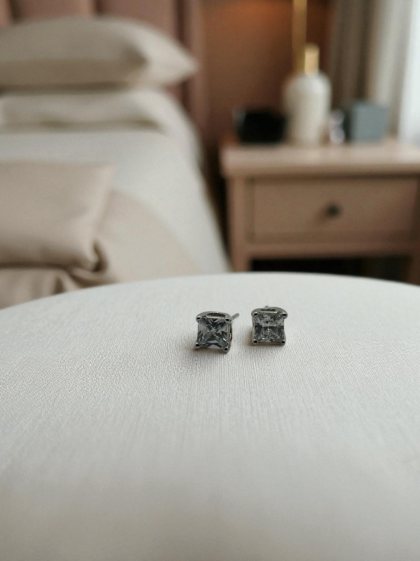 Square-Cut Crystal Stud Earrings
