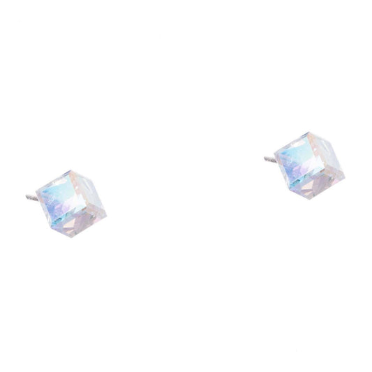 Crystal Cube Earrings - White
