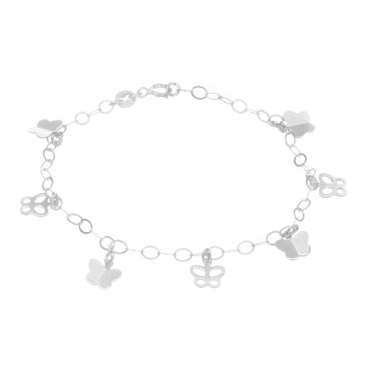 Silver bracelet with butterfly charms