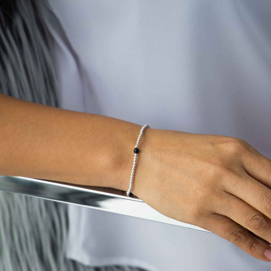 Silver bracelet with natural stones