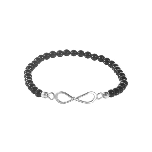 Onyx Bracelet with Silver Infinity