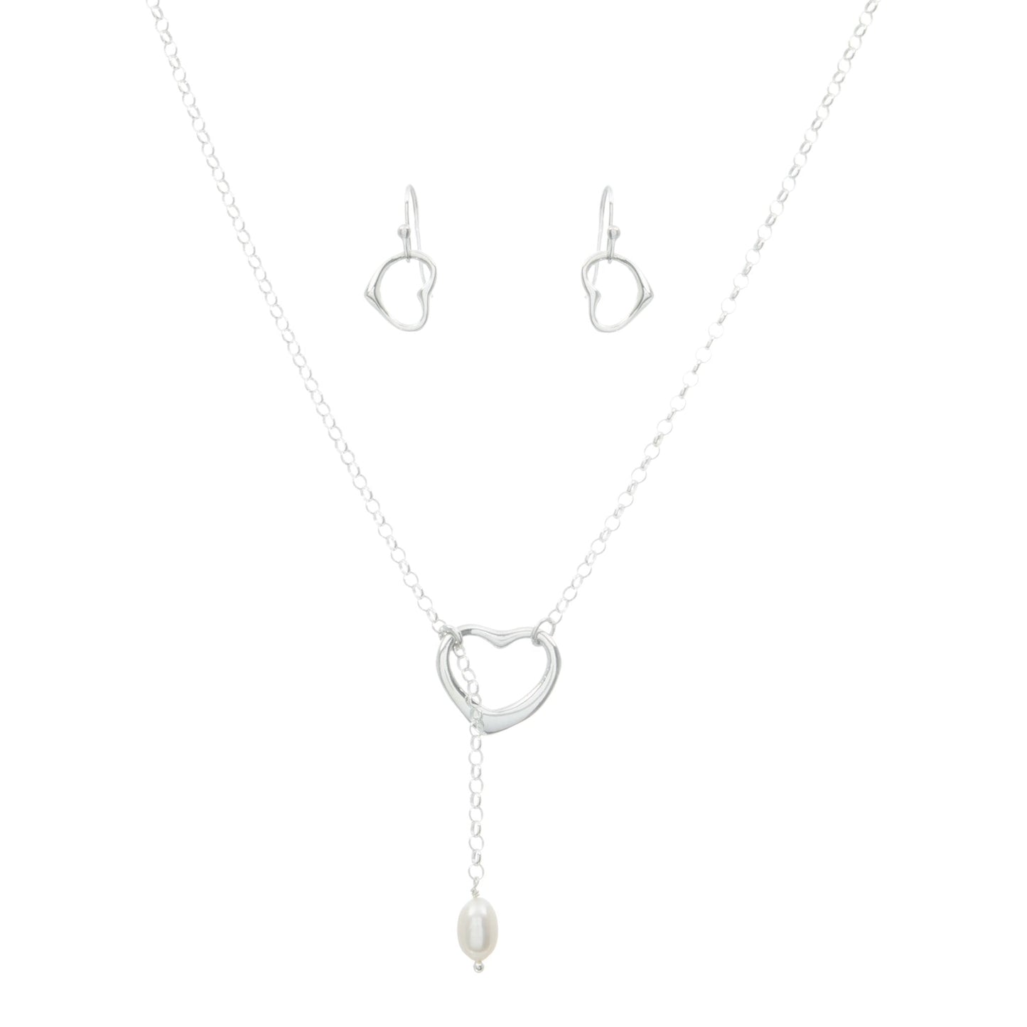 Heart Necklace Set with Pearl Pendant
