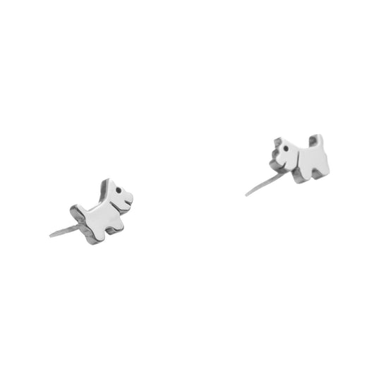 Mini Silver Dog Earrings