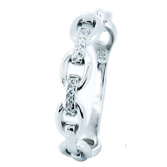 Silver Chain Ring With Zirconia