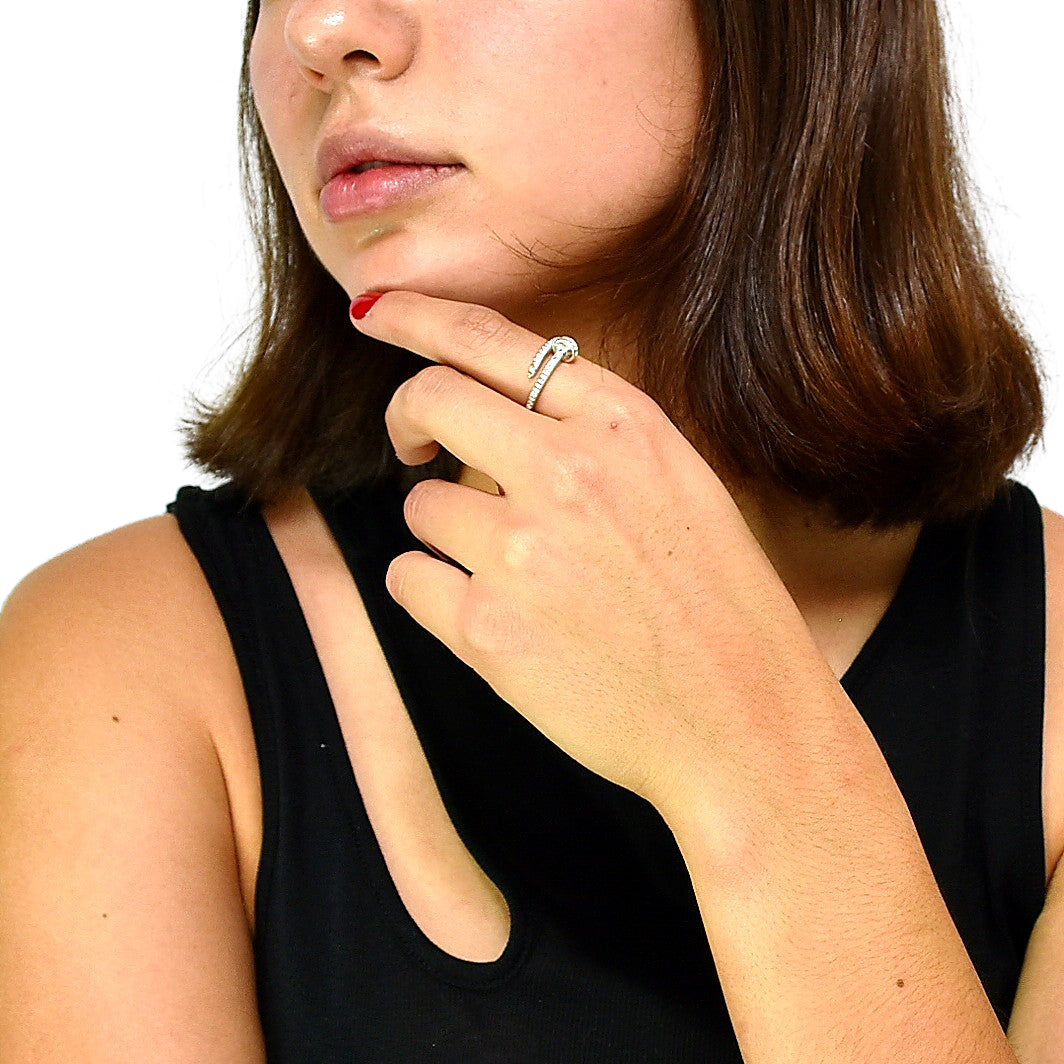 Anillo De Uñas De Plata Con Circonitas