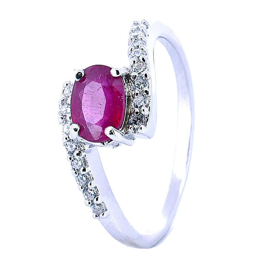 Silver Natural Ruby Stone Ring
