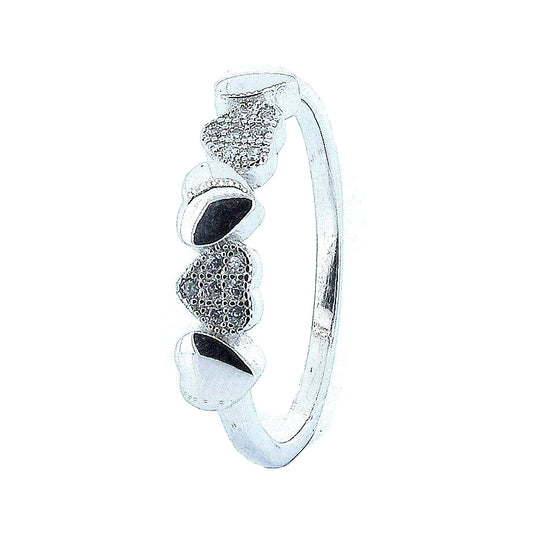 Silver Hearts Ring With Zirconia