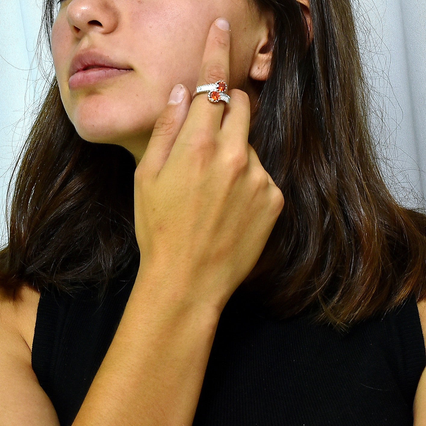 Anillo De Plata Con Circonitas De Doble Color