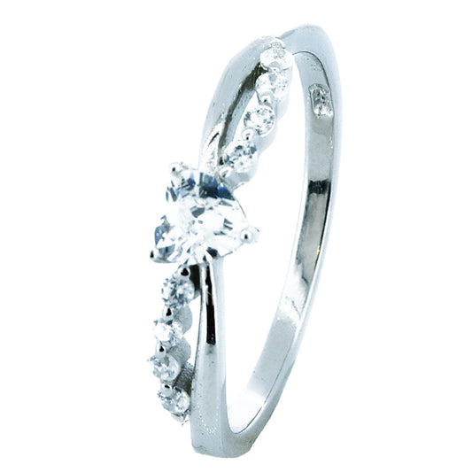 Solitaire Silver Ring with Zirconia Infinity Heart
